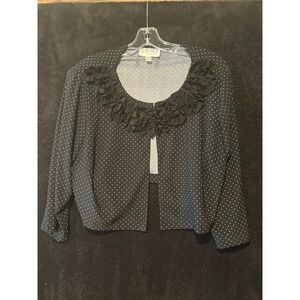 Julian Taylor‎ New York Polka Dot Bolero Jacket Ruffle Neckline Size 14W